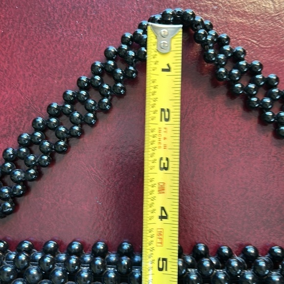 Vintage Mid Century MOD Authentic Bead Bag Formal Large Black Bag by Josef Japan - Picture 10 of 13